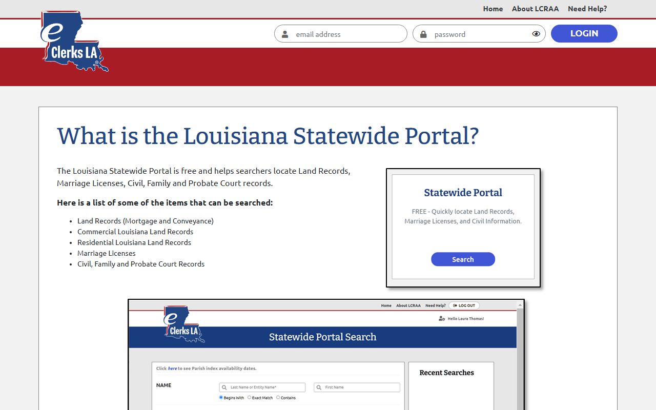 Terrebonne Parish Clerk of Court records eClerks statewide portal
