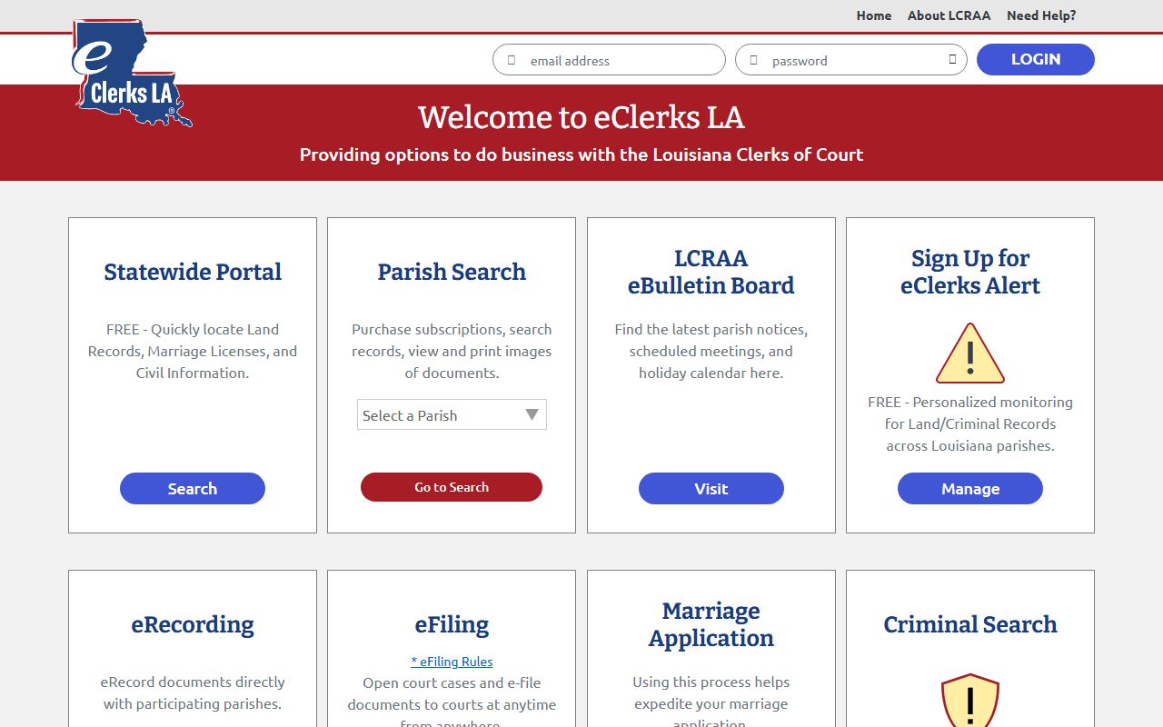 Terrebonne Parish Clerk of Court records eVault Louisiana access