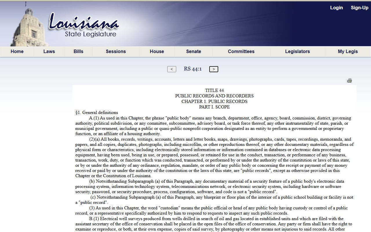 Terrebonne Parish court records Louisiana public records definition