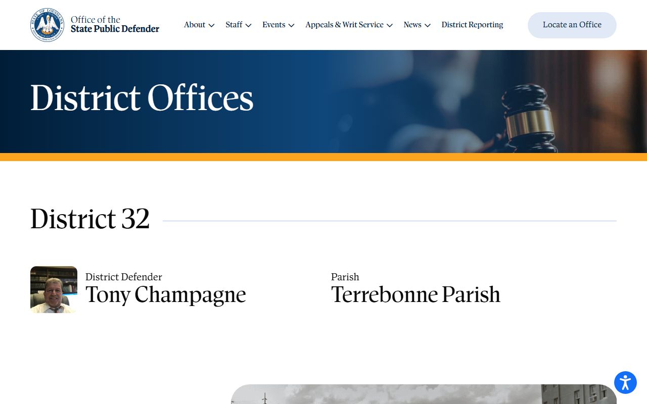Terrebonne Parish criminal court records public defender District 32