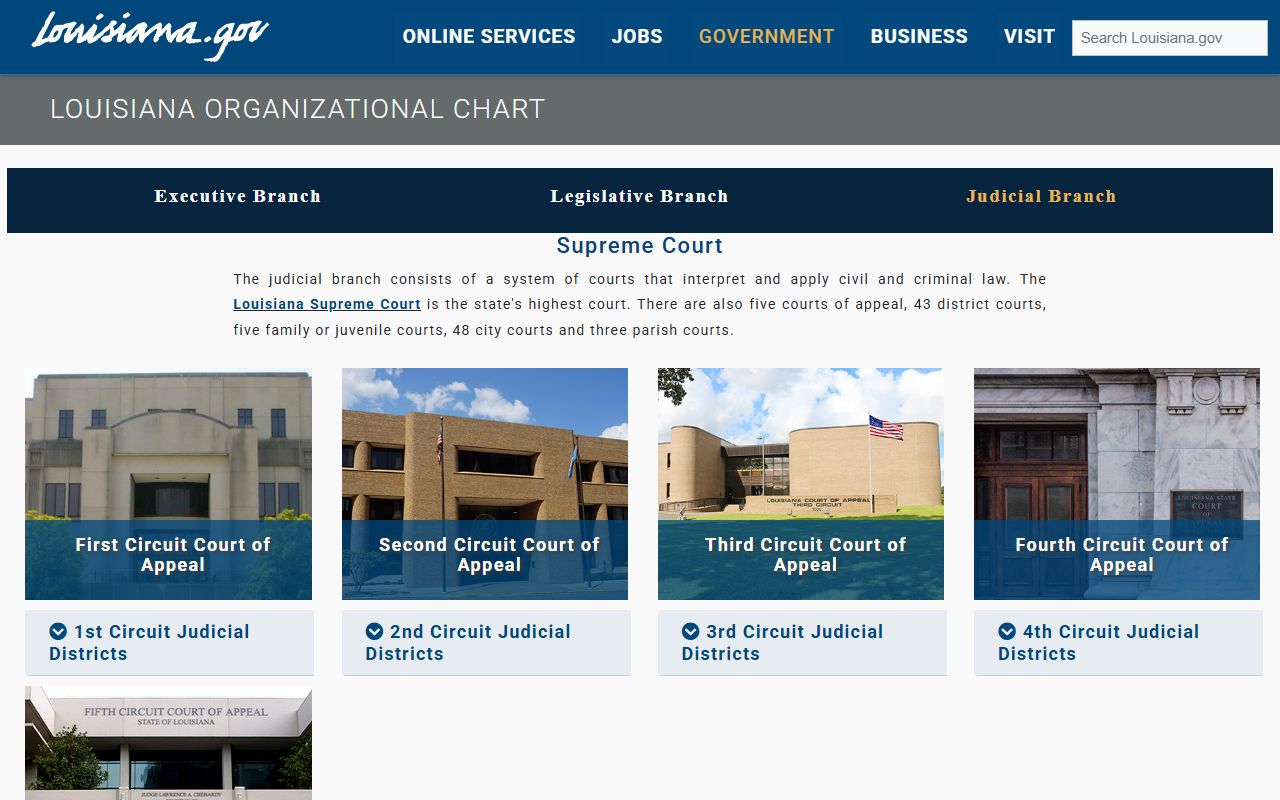 Terrebonne Parish court records Louisiana judicial branch overview
