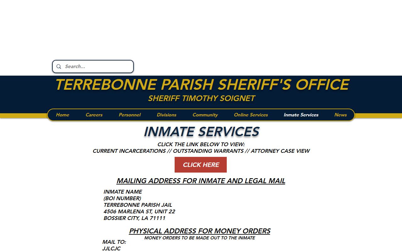 Terrebonne Parish inmate records TPSO inmate services and deposits