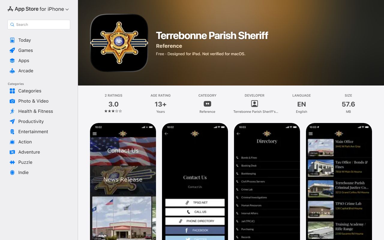 Terrebonne Parish marriage and divorce records sheriff app Apple listing
