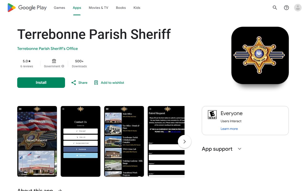 Terrebonne Parish marriage and divorce records sheriff app Google Play listing