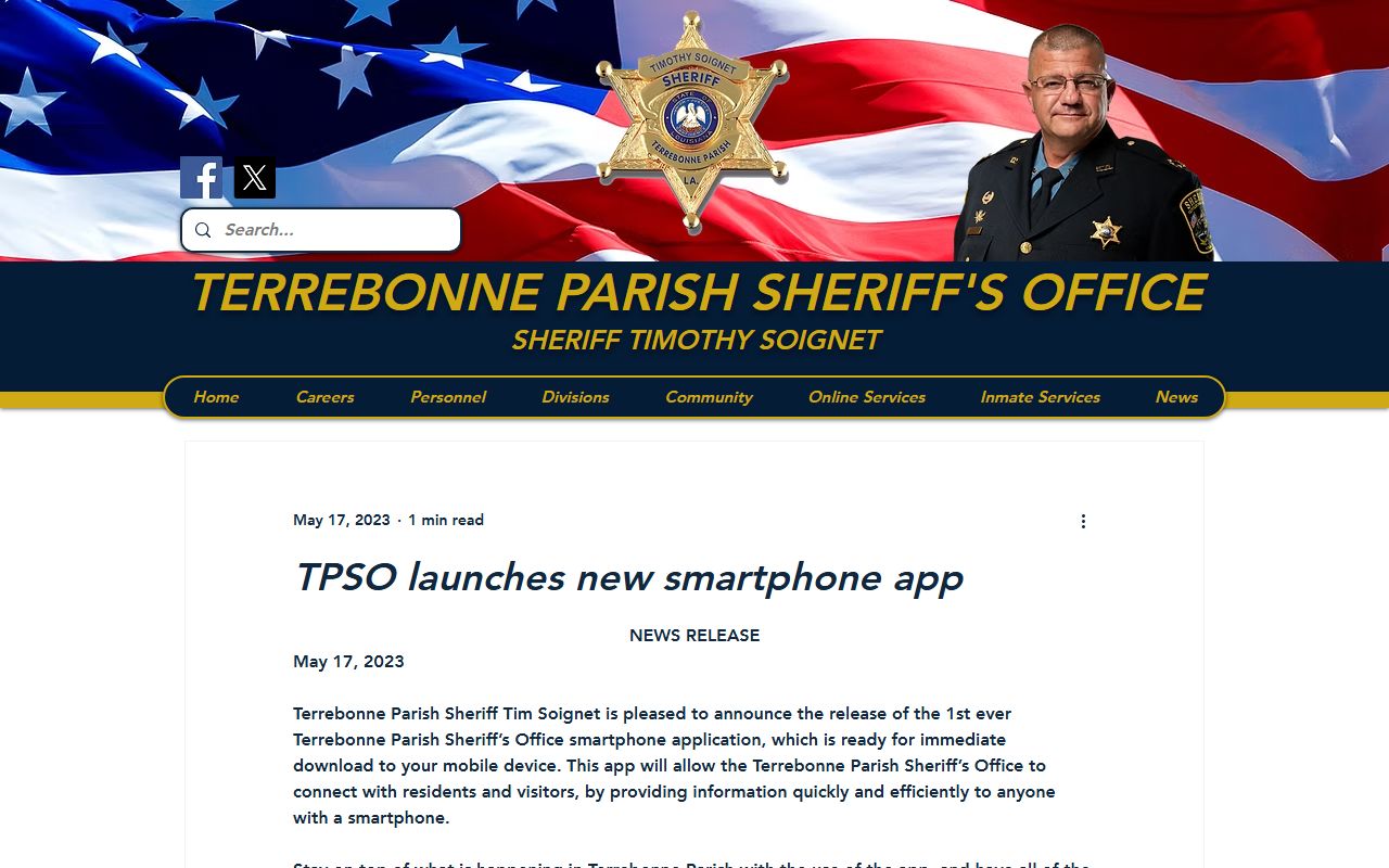 Terrebonne Parish warrant records TPSO smartphone app release